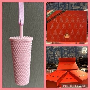 Starbucks Matte Pink Studded Keychain Ornament